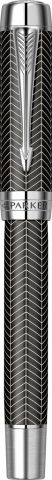 Stilou Parker Duofold Royal Centennial Prestige Black Chevron Paladiu Trim 18k Nib F