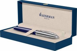 Stilou Waterman Carene DeLuxe Dark Blue Wave Nichel Paladiu Trim 18k Nib M